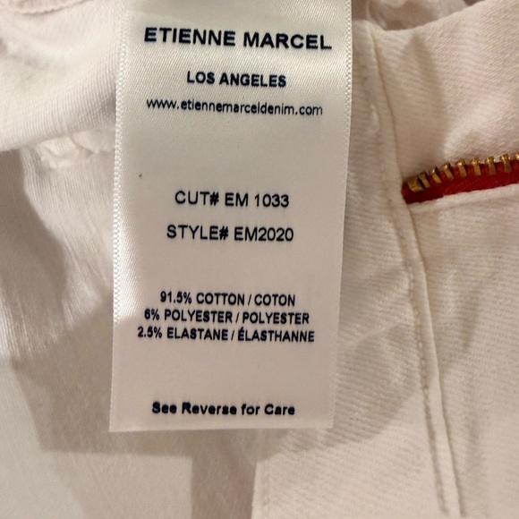 Etienne Marcel White Distressed Flare Jeans Raw Hem Cropped Quiet Luxury NWT - Picture 7 of 7